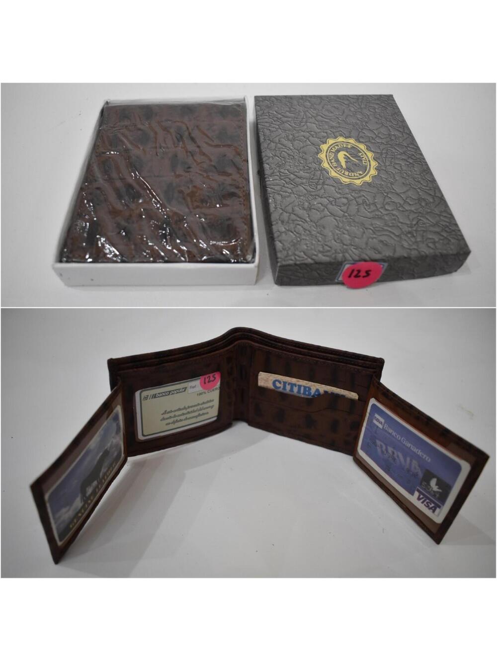 Andrue Handmade Italian Leather Crocodile Pressed Men Male Bifold Wallet 125